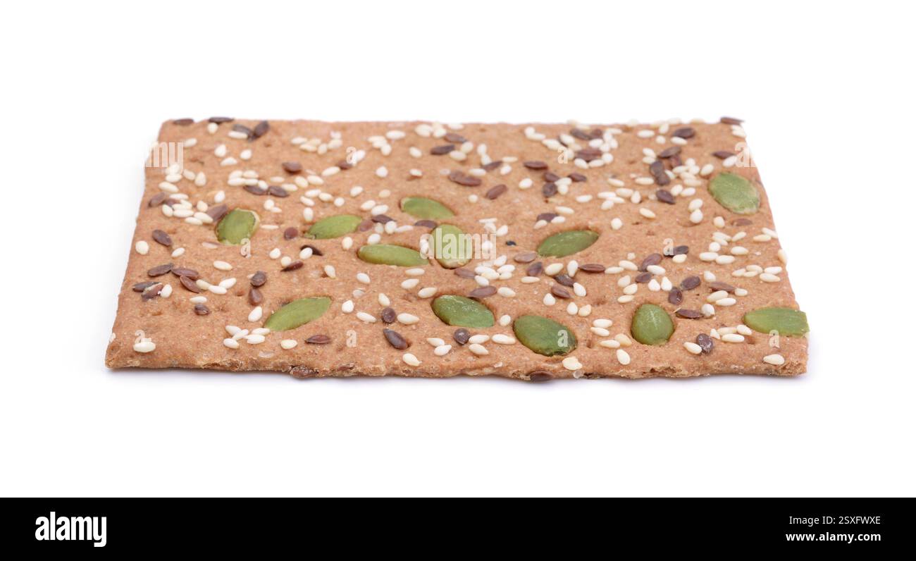 Dry organic crispbread isolated on white. Stock Photo