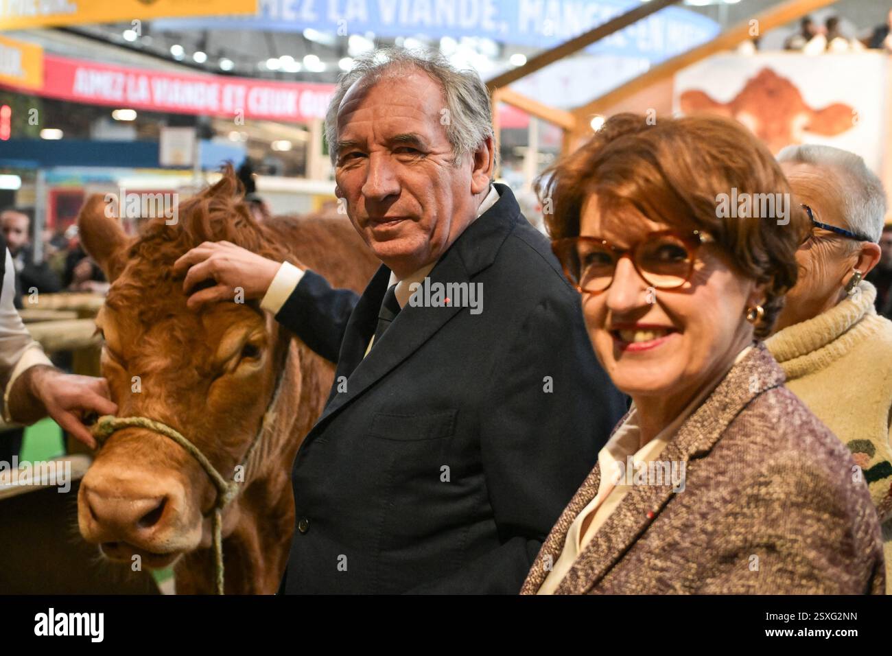 French Prime Minister Francois Bayrou vists with French Minister of Agriculture, Food