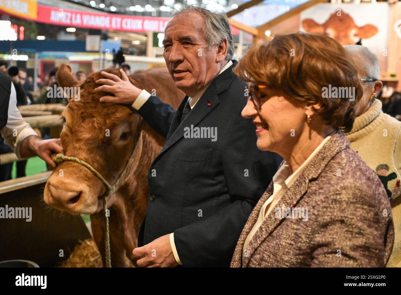 French Prime Minister Francois Bayrou vists with French Minister of Agriculture, Food