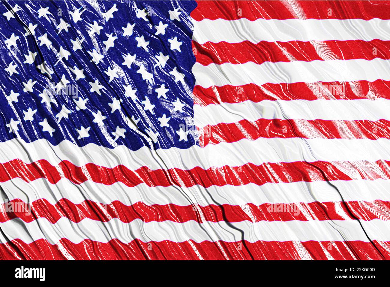 Lustrous silk fabric texture with US flag design. Stock Vector