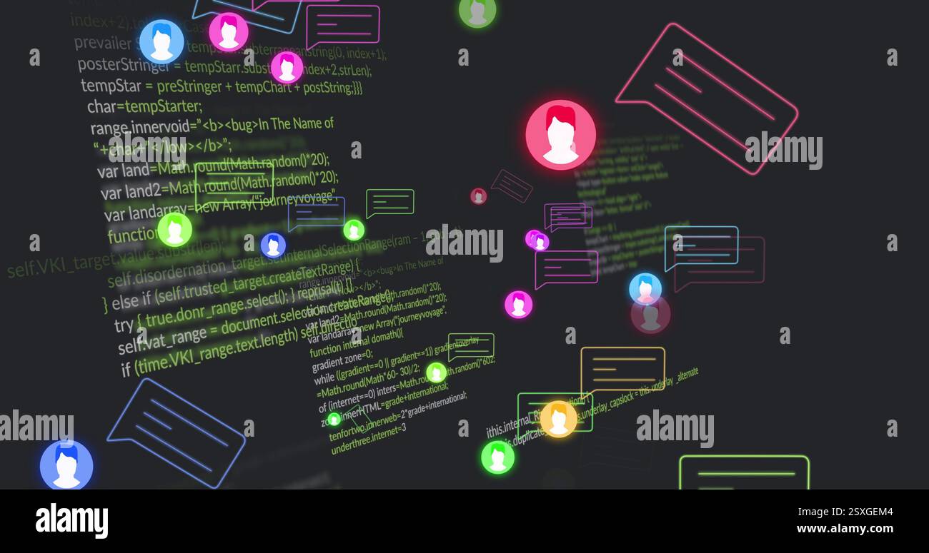 Image of data processing over media icons Stock Photo - Alamy