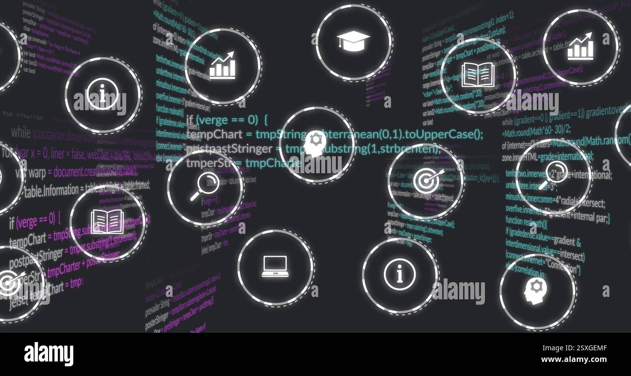 Image of business icons over data processing Stock Photo