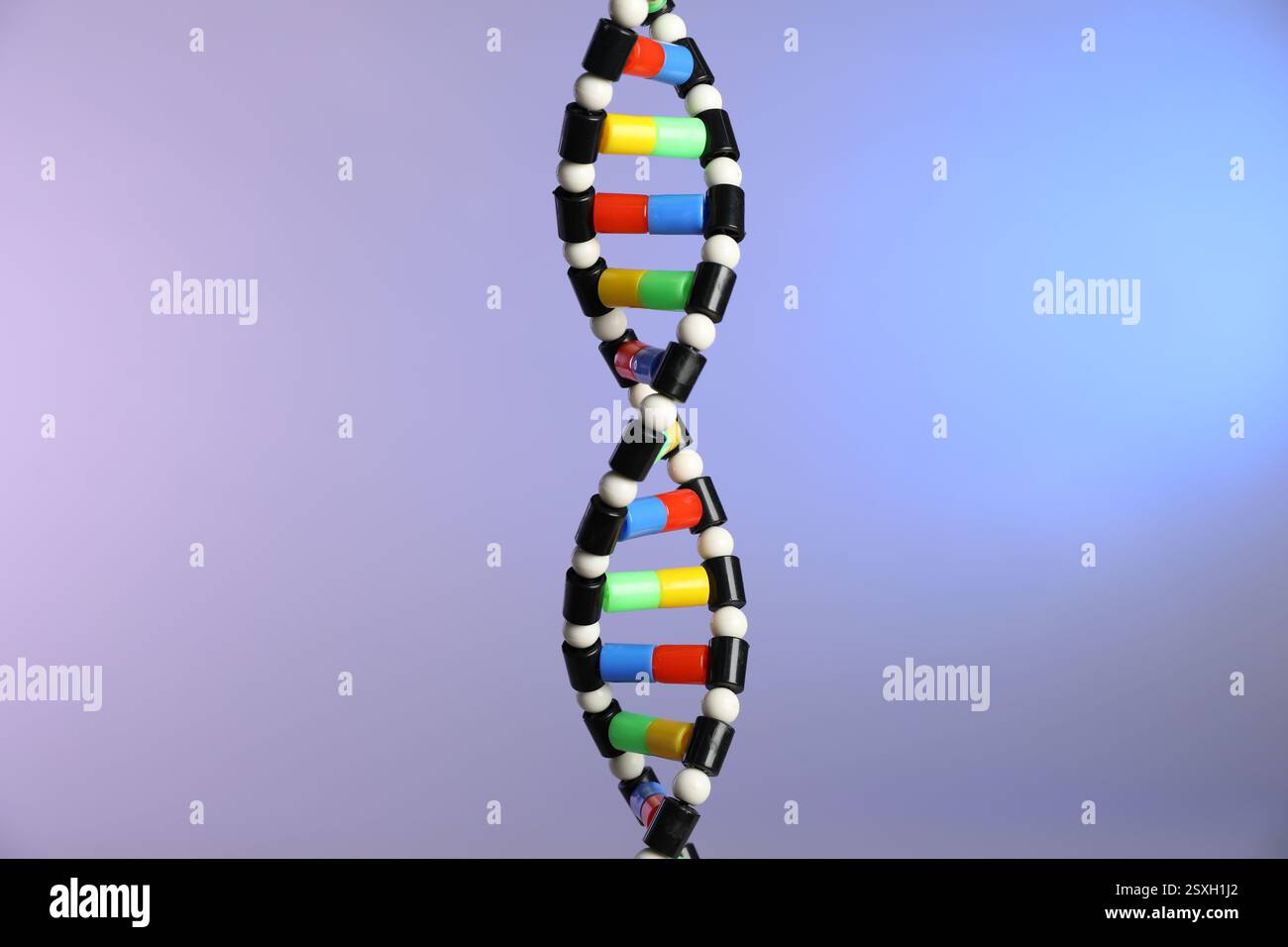 DNA structure model on color background, closeup Stock Photo