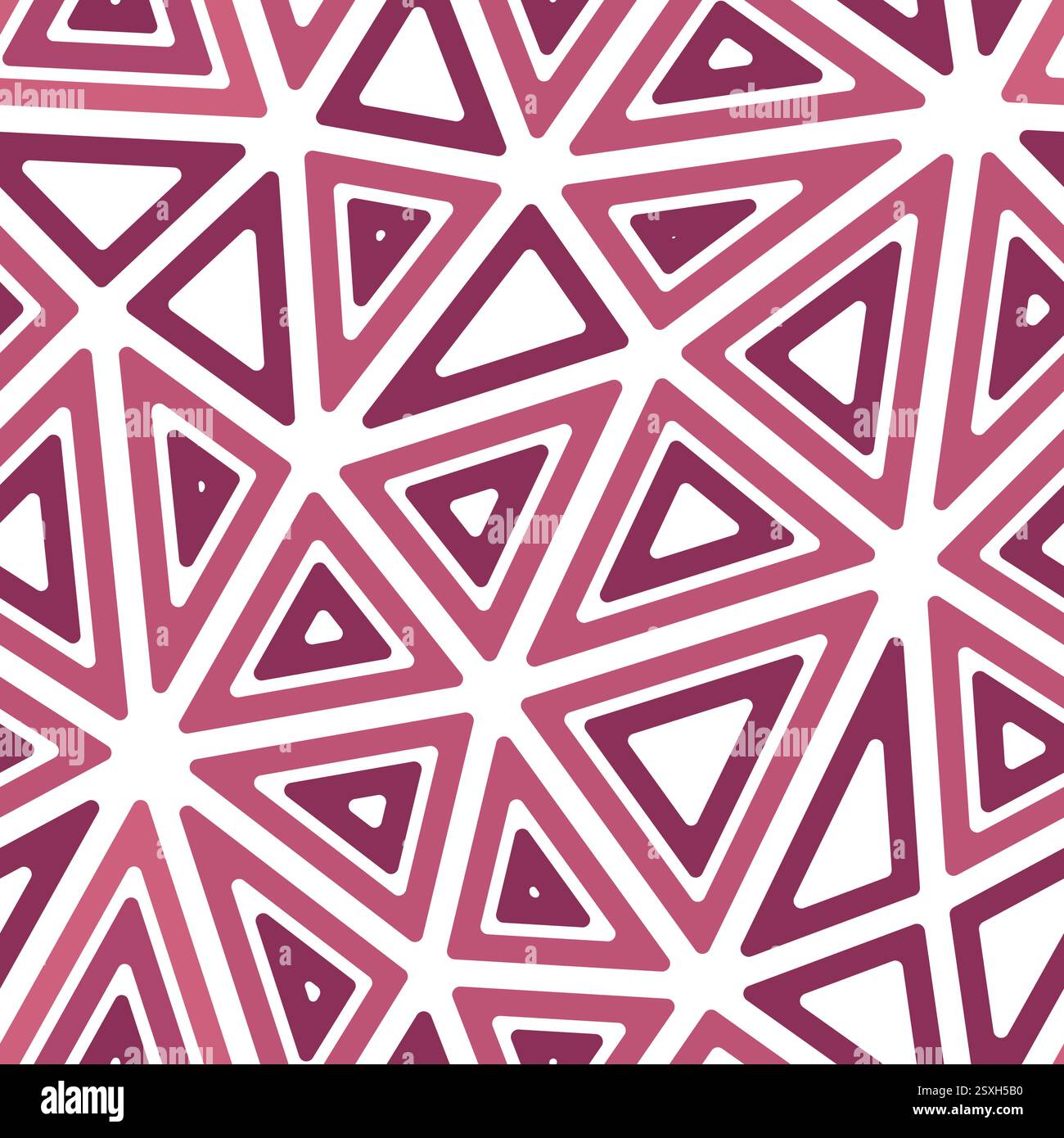 Minimalistic triangles background. Multiple repeated inner triangles. Big shape size. Single color tone style. Seamless pattern. Modern vector tiles. Stock Vector