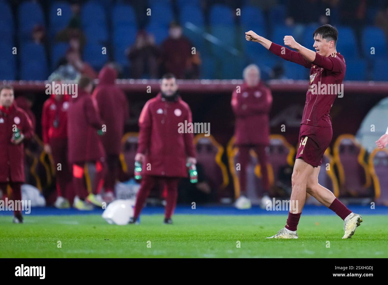 Eldor Shomurodov of AS Roma celebrates after scoring second goal during