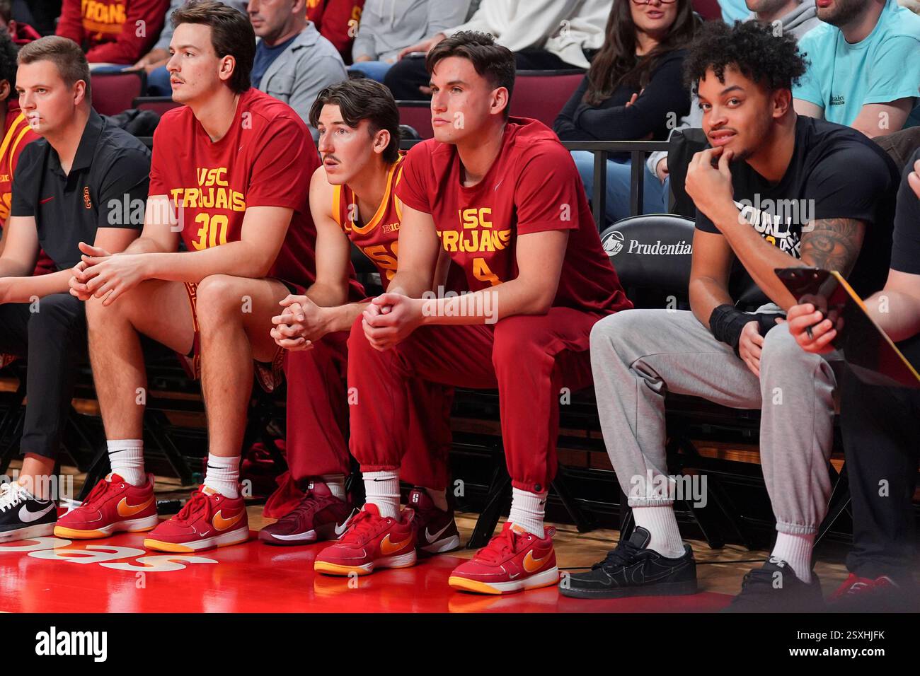 PISCATAWAY, NJ - FEBRUARY 23: Bryce Pope #4 of the USC Trojans on the ...