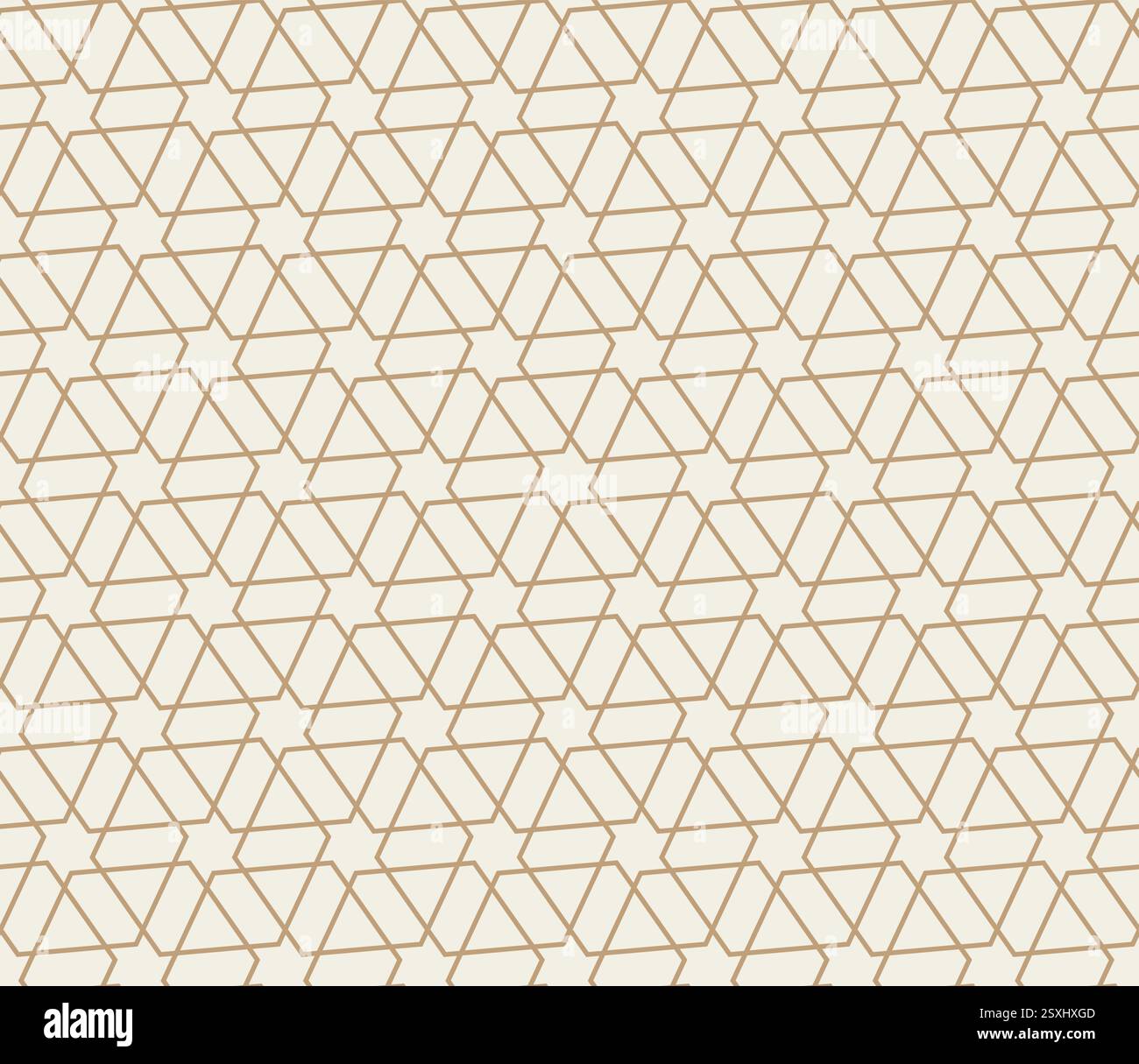Seamless geometric pattern with hexagonal shape in gold lines. Vector abstract design for background Stock Vector