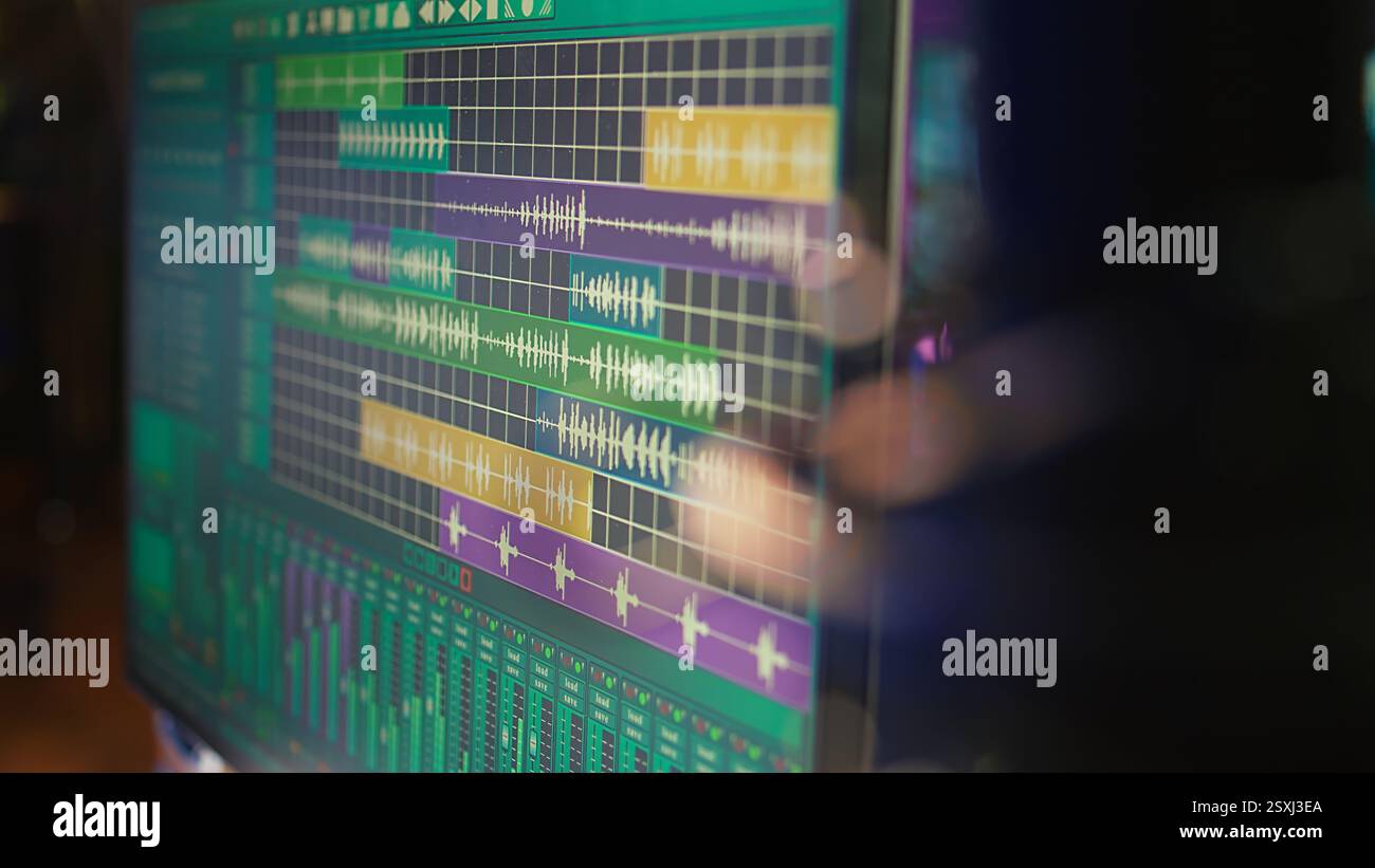 Digital audio workstation software on computer at home studio used for ...