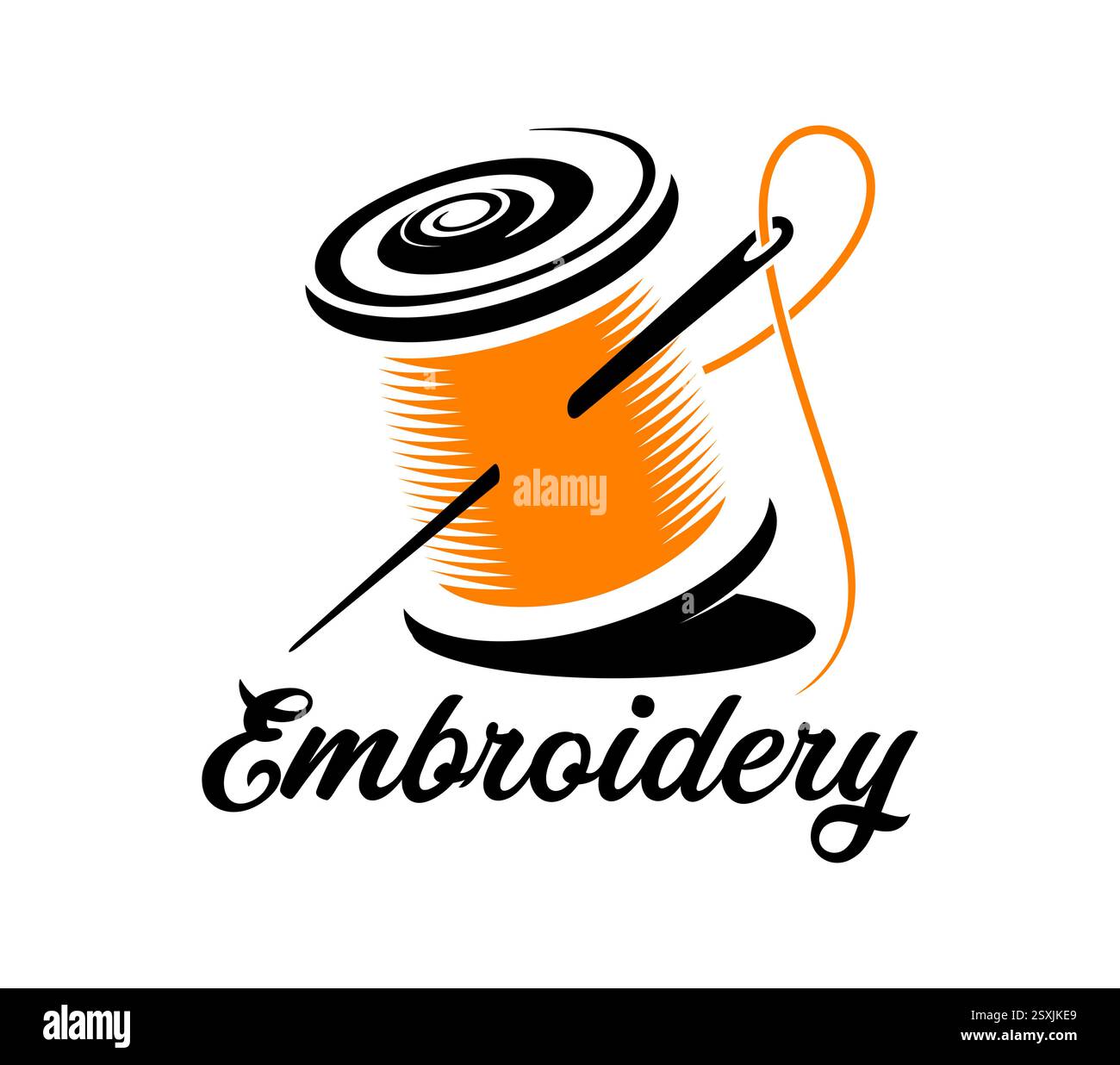 Tailor shop and embroidery icon of needle and thread for atelier ...