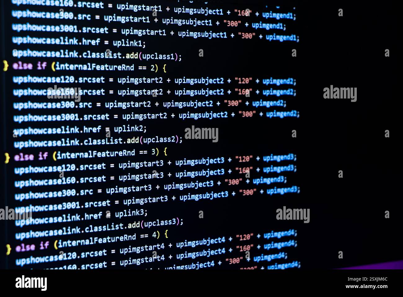 Programming coding screen, web developer coding screen Stock Photo