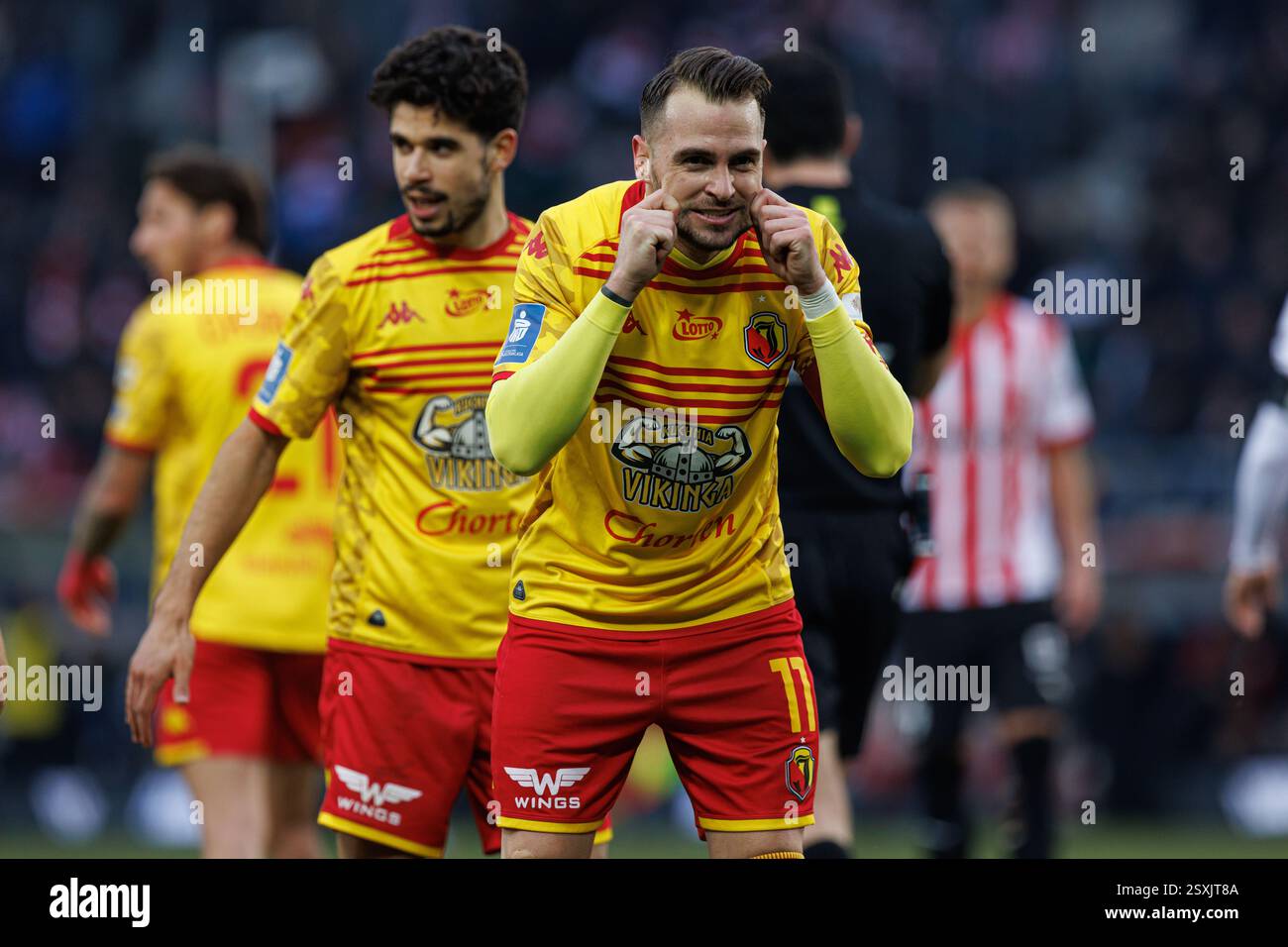 Jesus Imaz seen celebrating after scoring goal during PKO BP