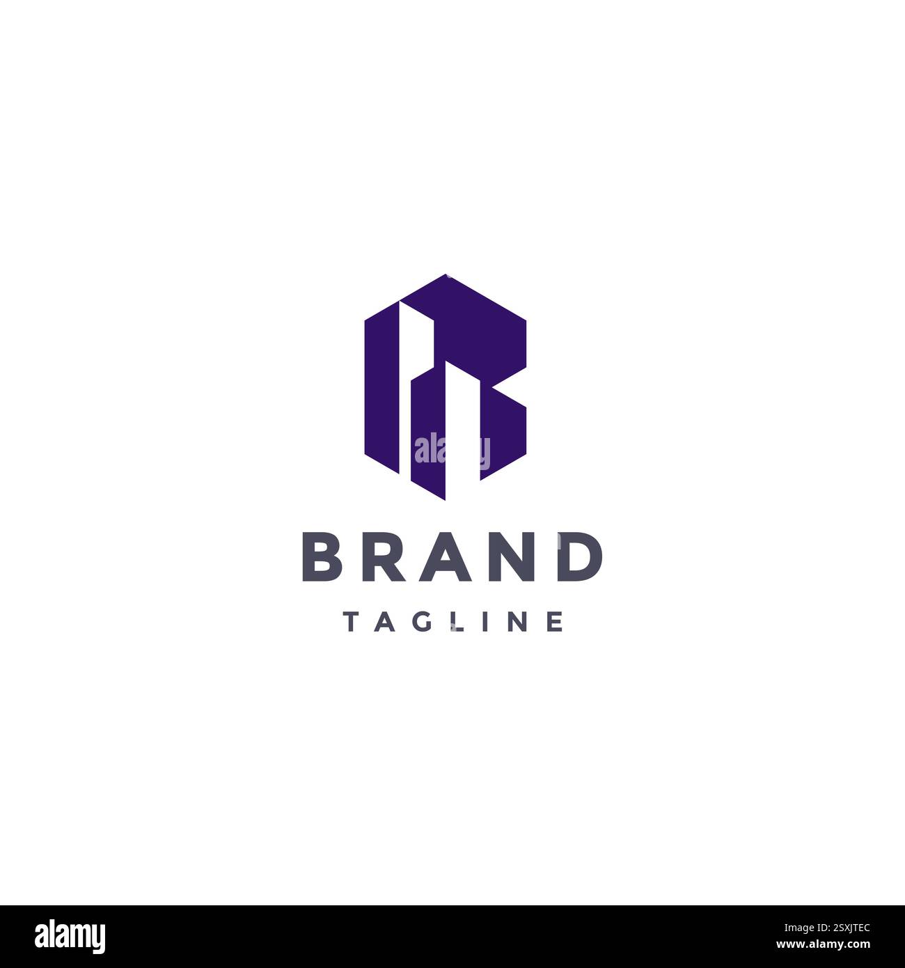 Geometric Buildings Initial Letter B Logo Design. Letter B Hexagon With ...