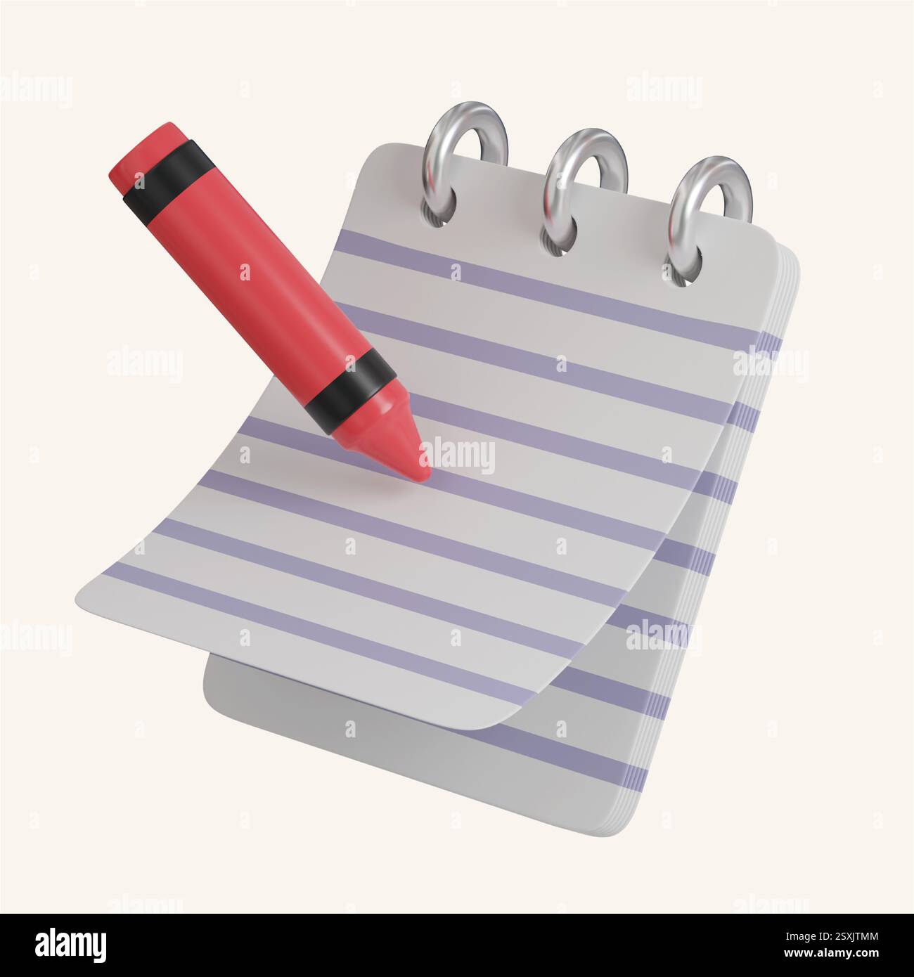 pencil Crayons and notepad listing icons. minimal 3D Illustration ...