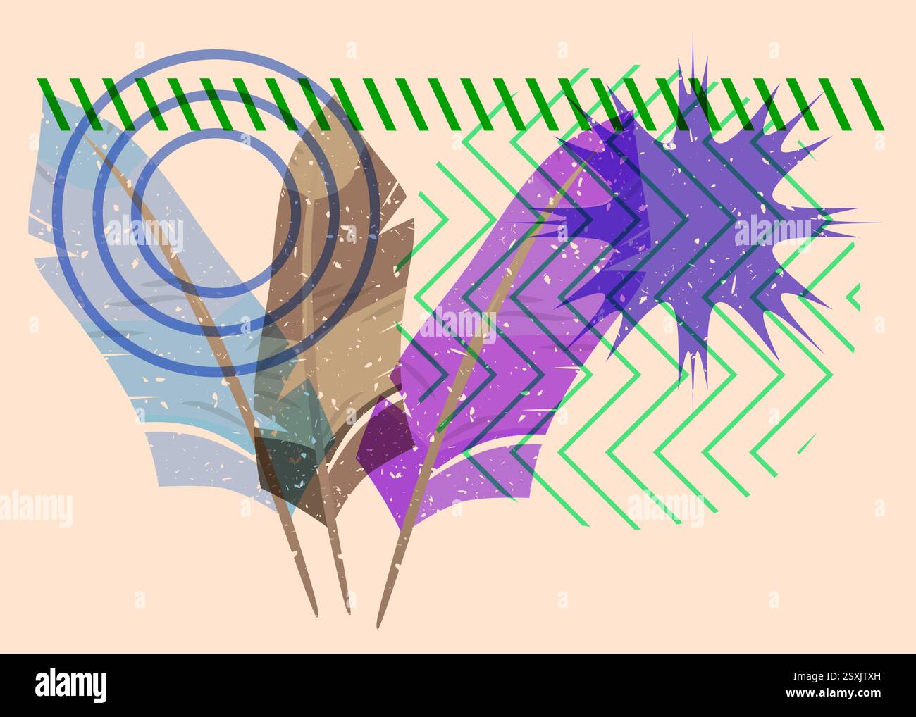 Risograph feather geometric shapes hi-res stock photography and images ...