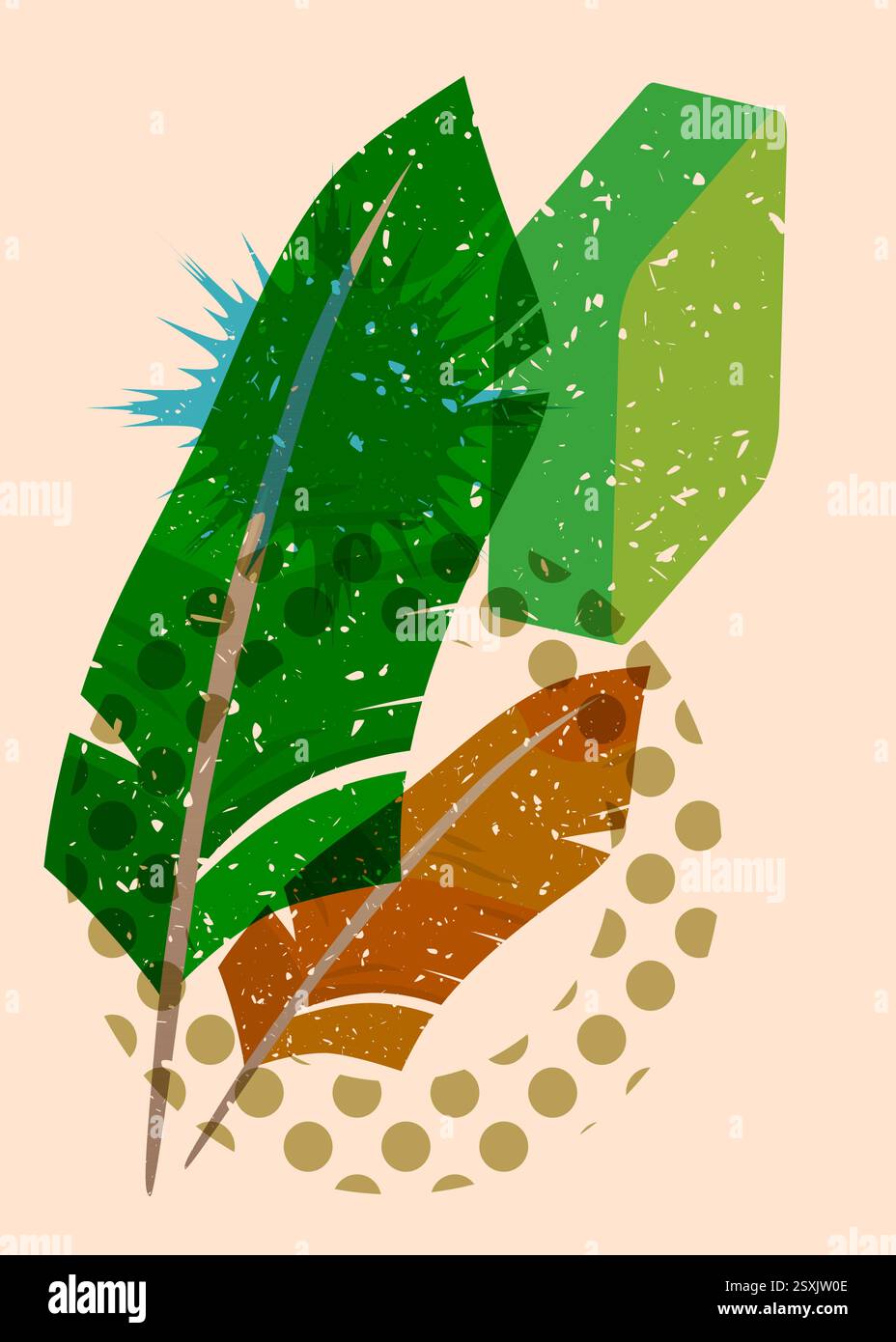 Risograph feather geometric shapes hi-res stock photography and images ...