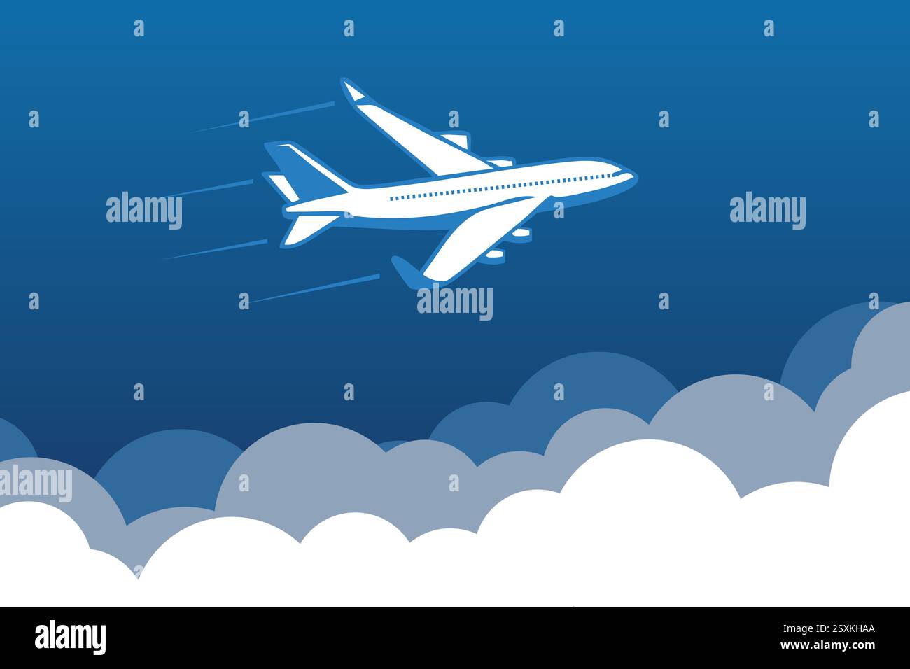 flying airplane vector illustration blue sky cloud travel aviation ...