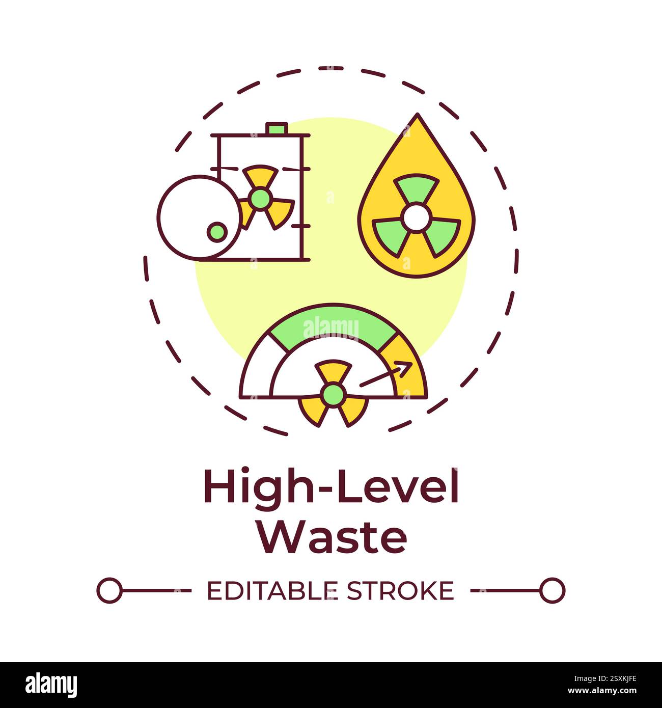 High level waste multi color concept icon Stock Vector