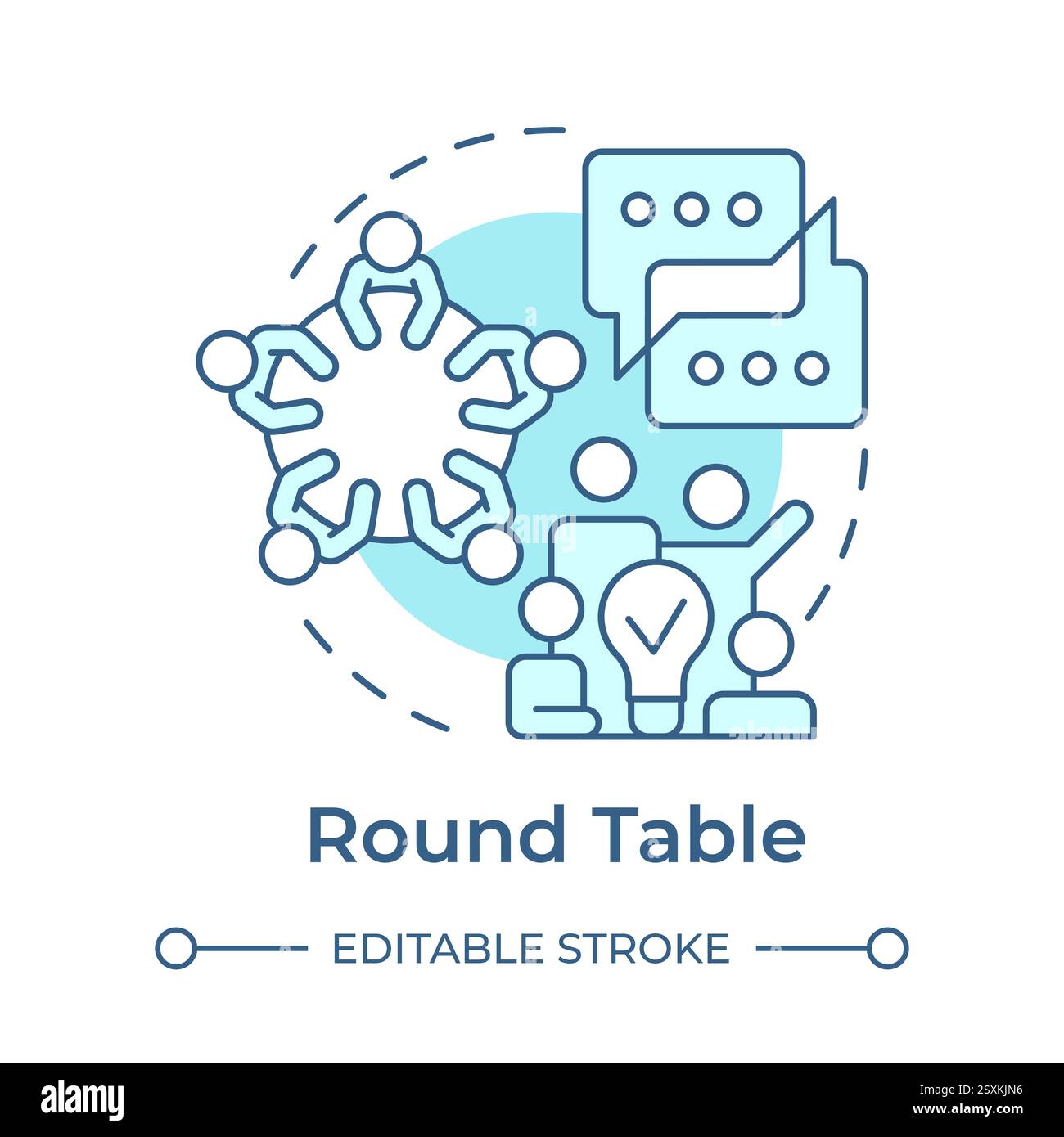 Round table soft blue concept icon Stock Vector