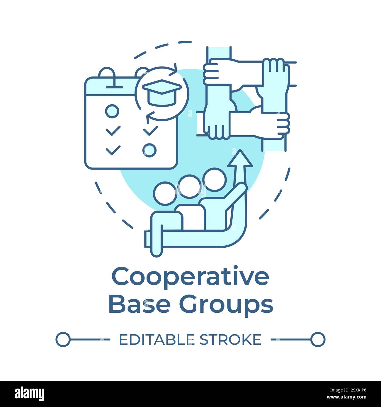 Cooperative base groups soft blue concept icon Stock Vector