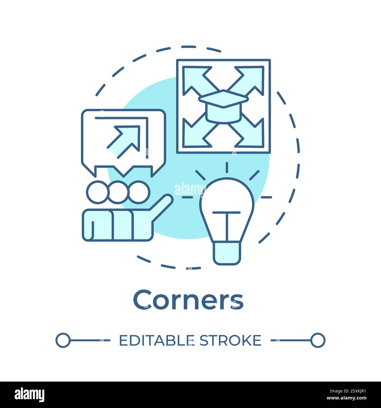 Corners soft blue concept icon Stock Vector