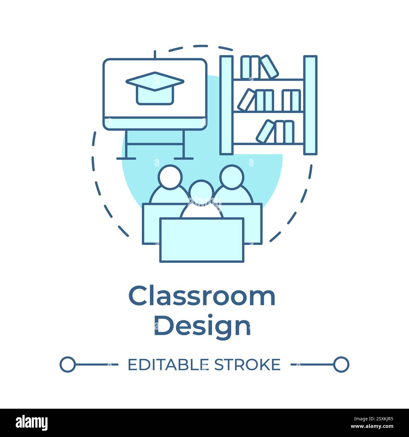 Classroom design soft blue concept icon Stock Vector