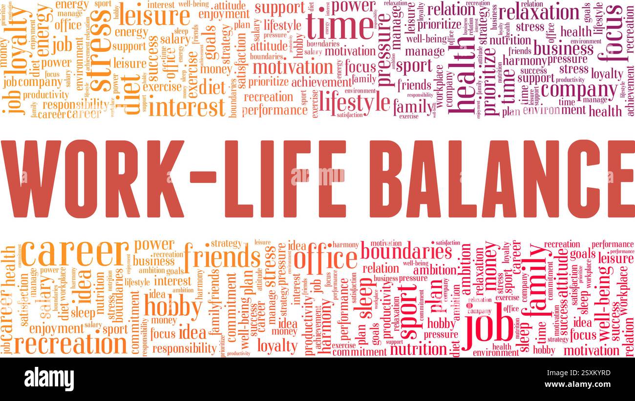 Work-life Balance vector illustration word cloud isolated on a white ...
