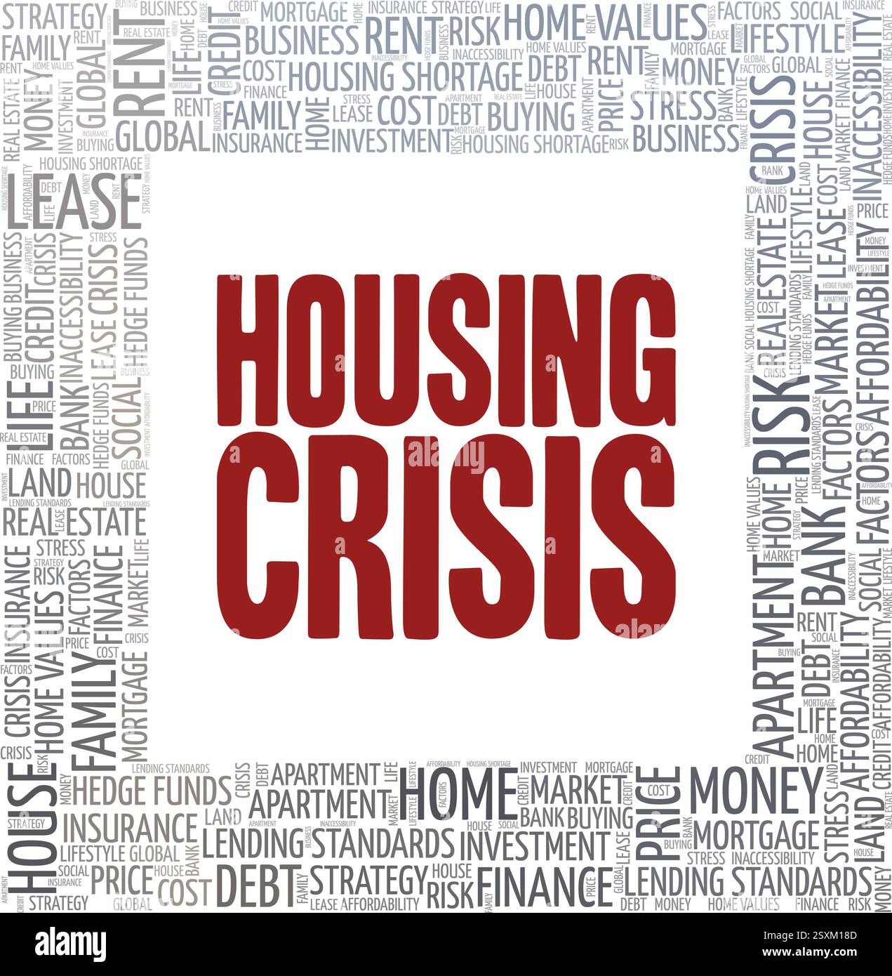 Housing Crisis vector illustration word cloud isolated on a white