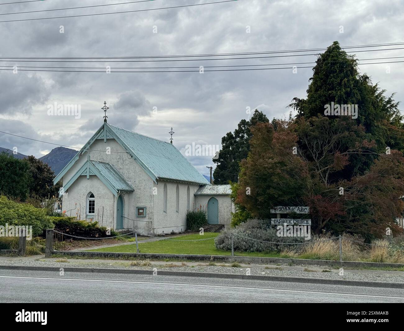 St Joan Of Arc Catholic Church in Mossburn South Island New Zealand - Smartphone Captured Stock Image