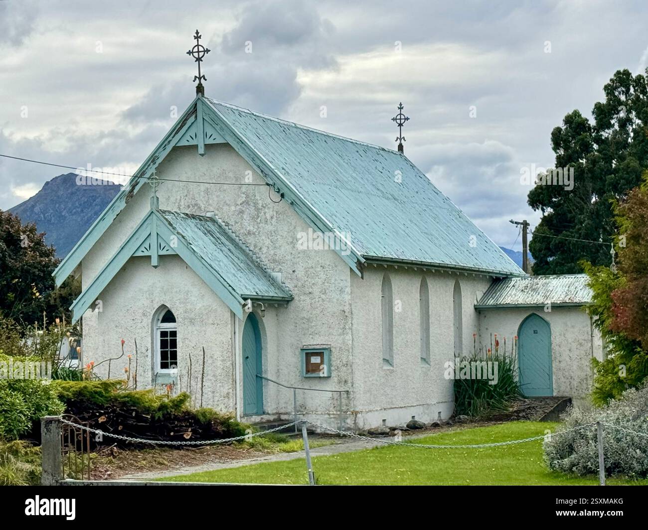 St Joan Of Arc Catholic Church in Mossburn South Island New Zealand - Smartphone Captured Stock Image