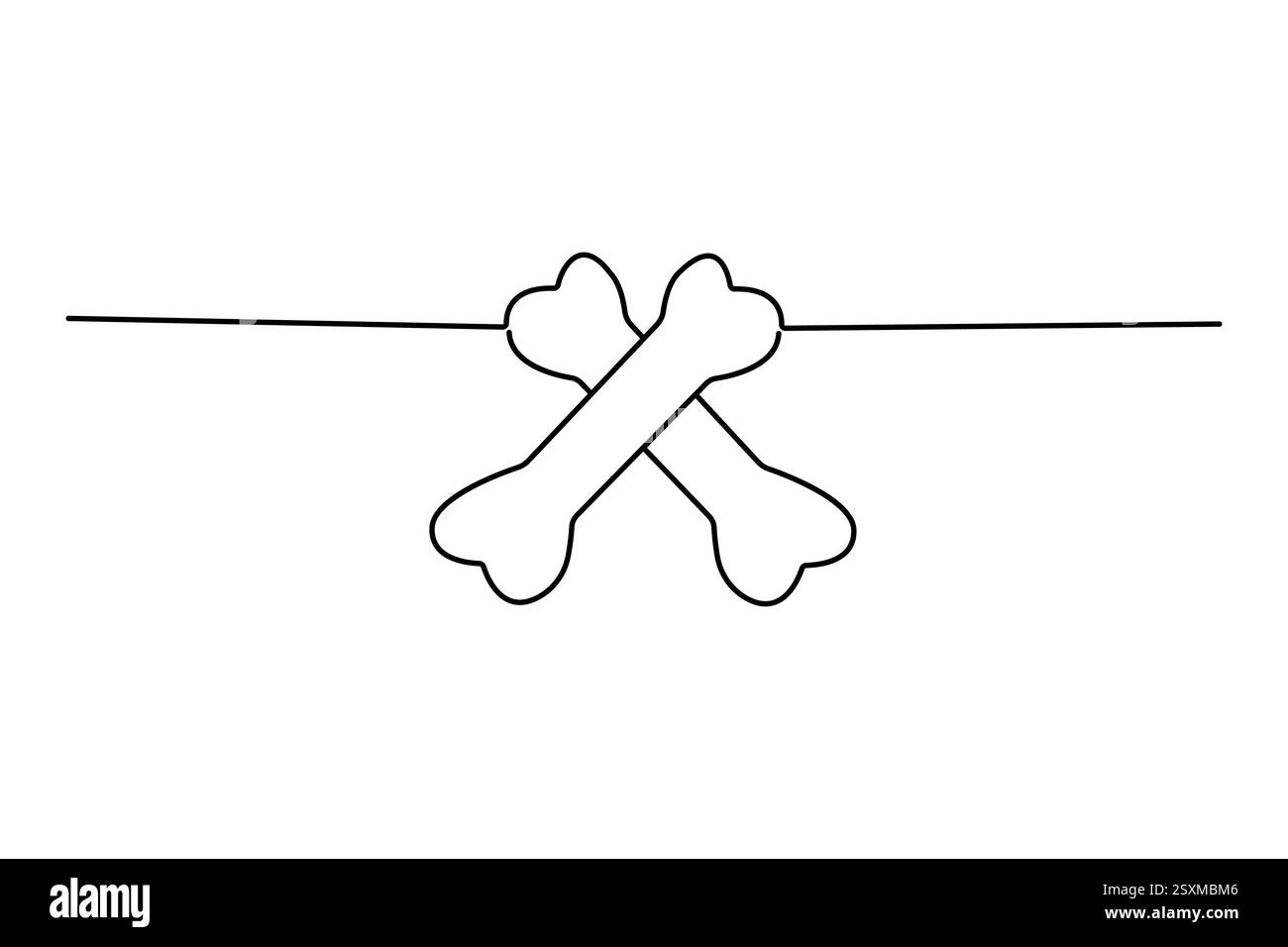 Dog bone continuous single line drawing of simple outline vector design Stock Vector