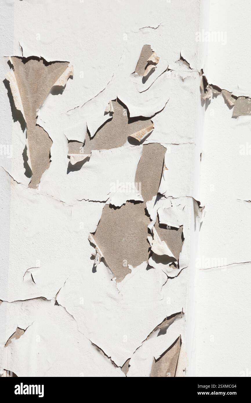 Peeling plaster on a white house wall, Germany Stock Photo