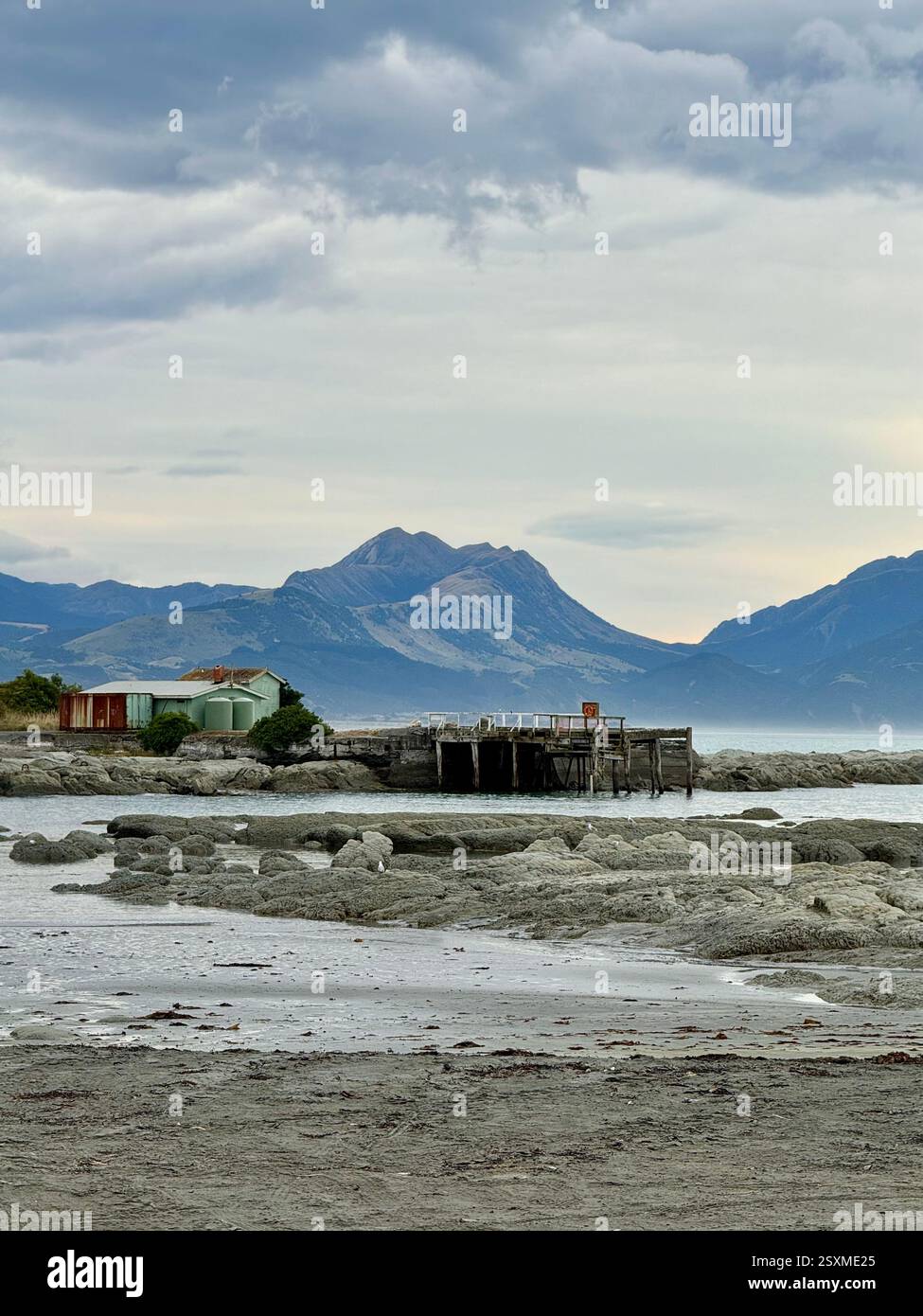 Low tide Kaikoura peninsula South Island New Zealand - Smartphone Captured Stock Image