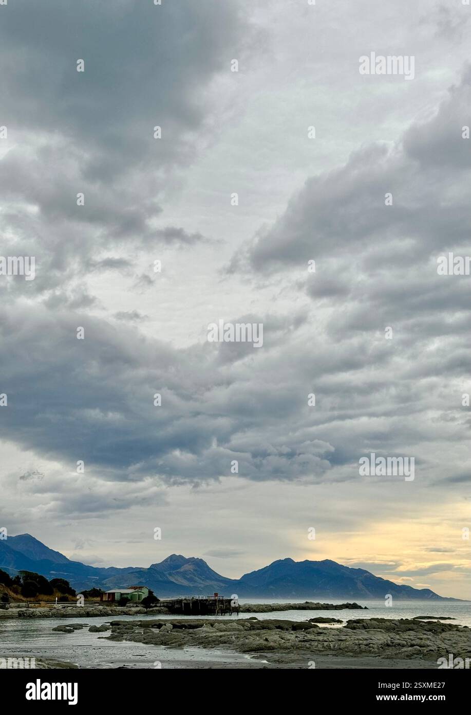 Low tide Kaikoura peninsula South Island New Zealand - Smartphone Captured Stock Image