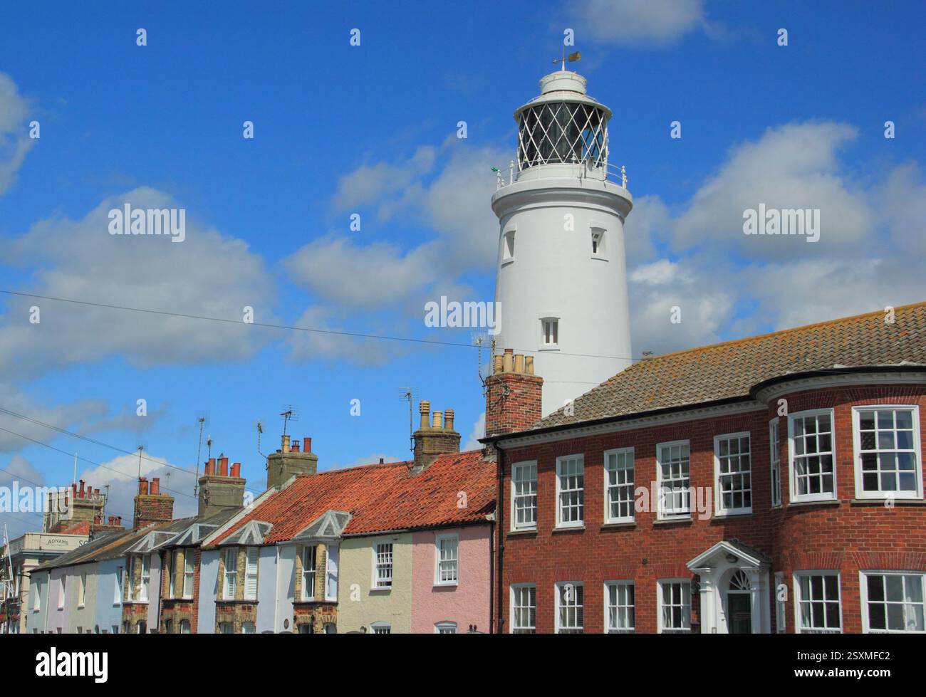 Southwold lighthouse in the centre of Southwold, a pretty seaside town in Suffolk, East of England, UK. July. Stock Photo