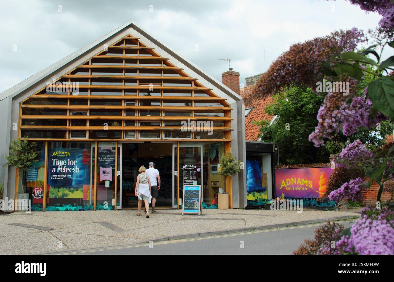 Adnams Brewery shop. Store of Adnams Brewery, Drayman Square, Southwold, Suffolk, UK. July, 2024 Stock Photo