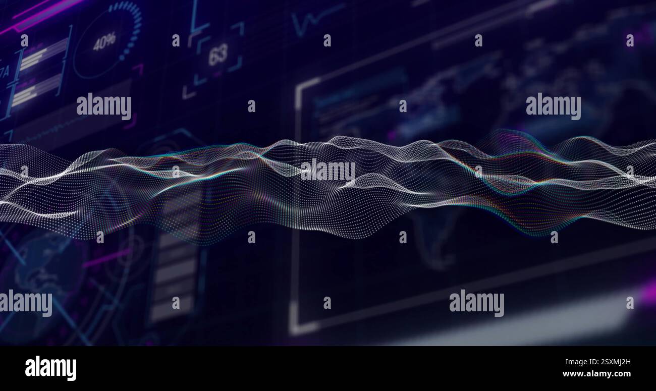 Image of white shapes moving over data processing and world map Stock Photo