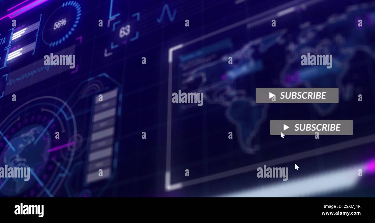 Digital data icons over world hi res - Image Of Media Icons Over World Map And Data Processing 2SXMJ4R
