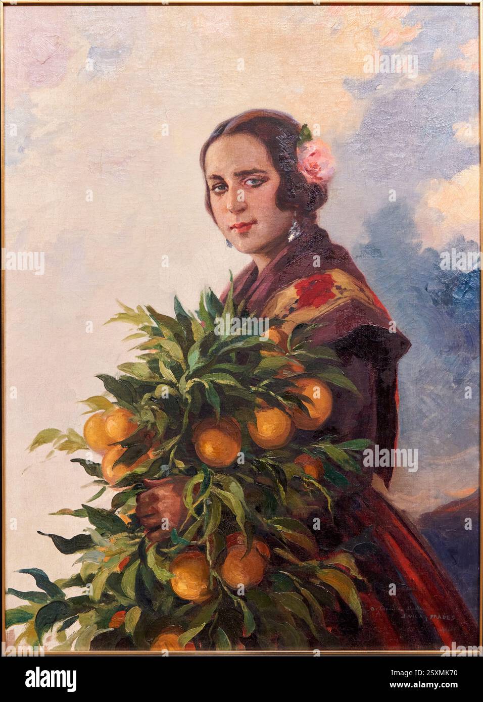 YOUNG WOMAN WITH ORANGES, c. 1900 - 1910, Julio Vila Prades (Valencia, 1873 - Barcelona, 1930) Stock Photo