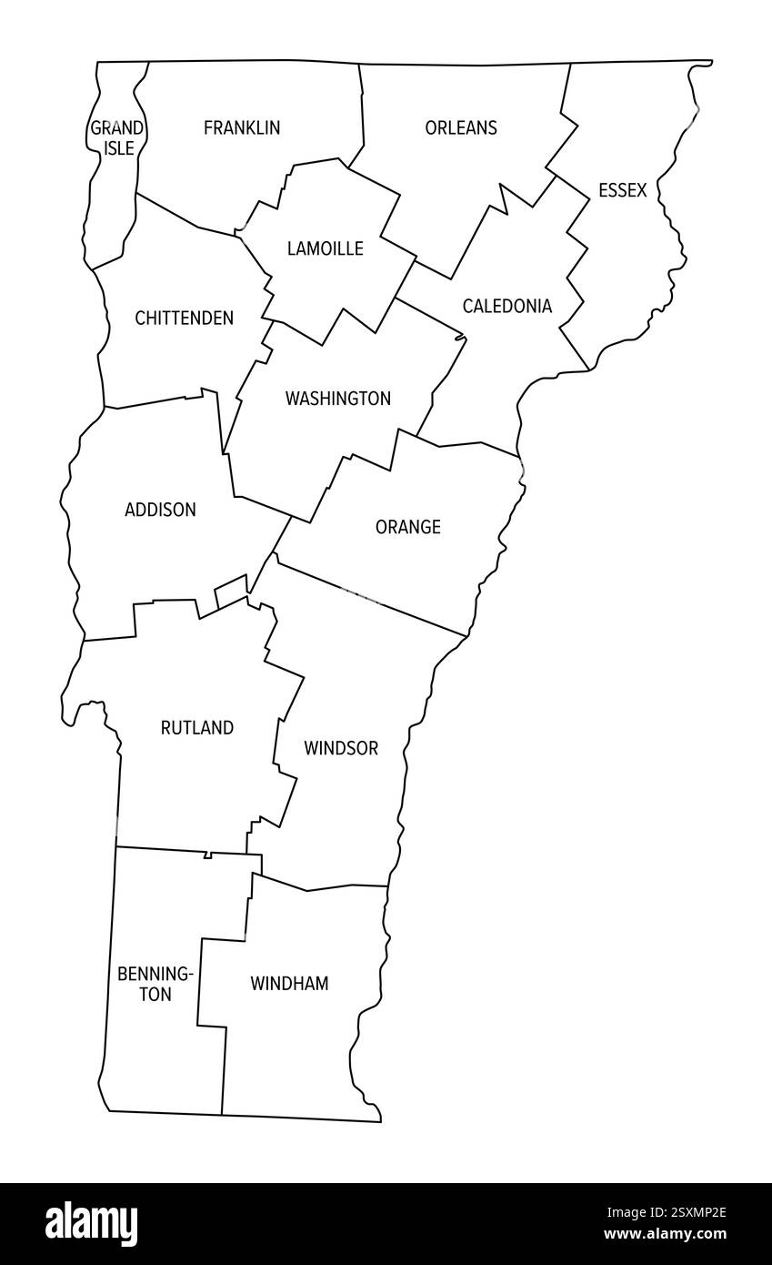 State of Vermont subdivided into - State Of Vermont Subdivided Into 14 Counties Outline Map State In The New England Region Of The Northeastern United States 2SXMP2E 