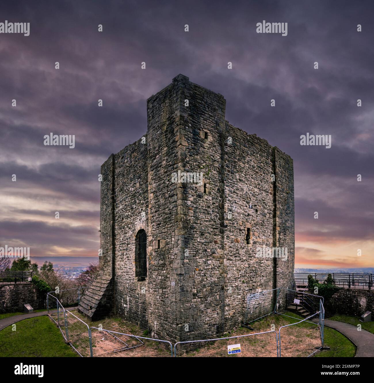 Clitheroe Castle Keep under restoration. Stock Photo