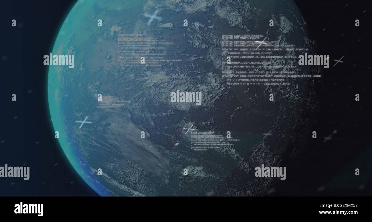 Image of shapes and globe over data processing Stock Photo - Alamy