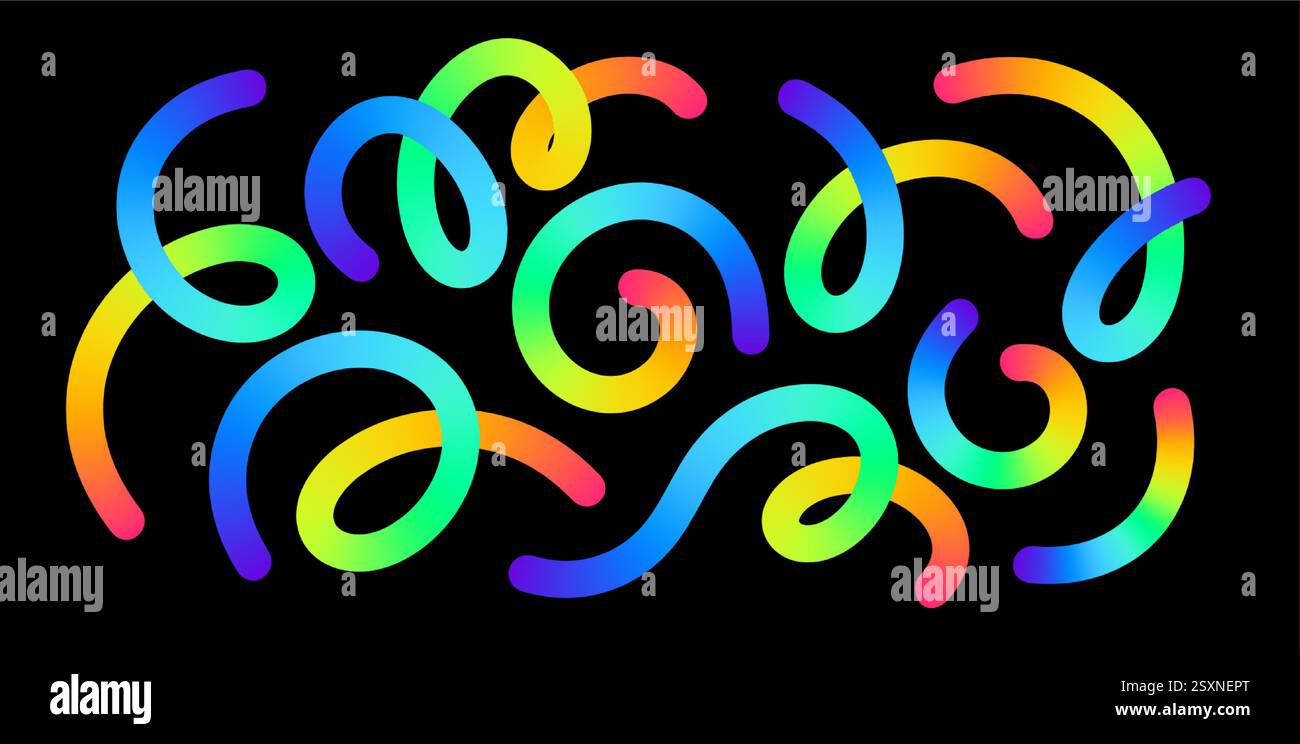 Colorful Abstract Spirals on a Black Background Illustrating Fun ...