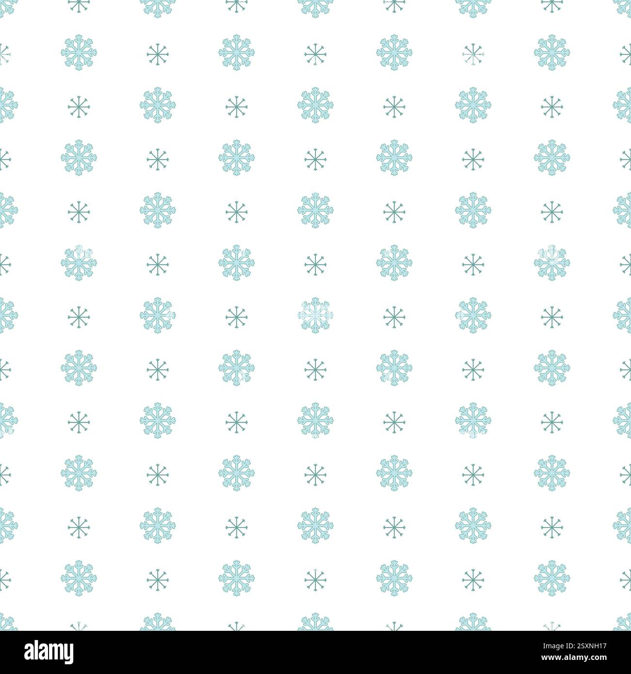 Green Christmas snowflake on white background seamless pattern. Stock Vector