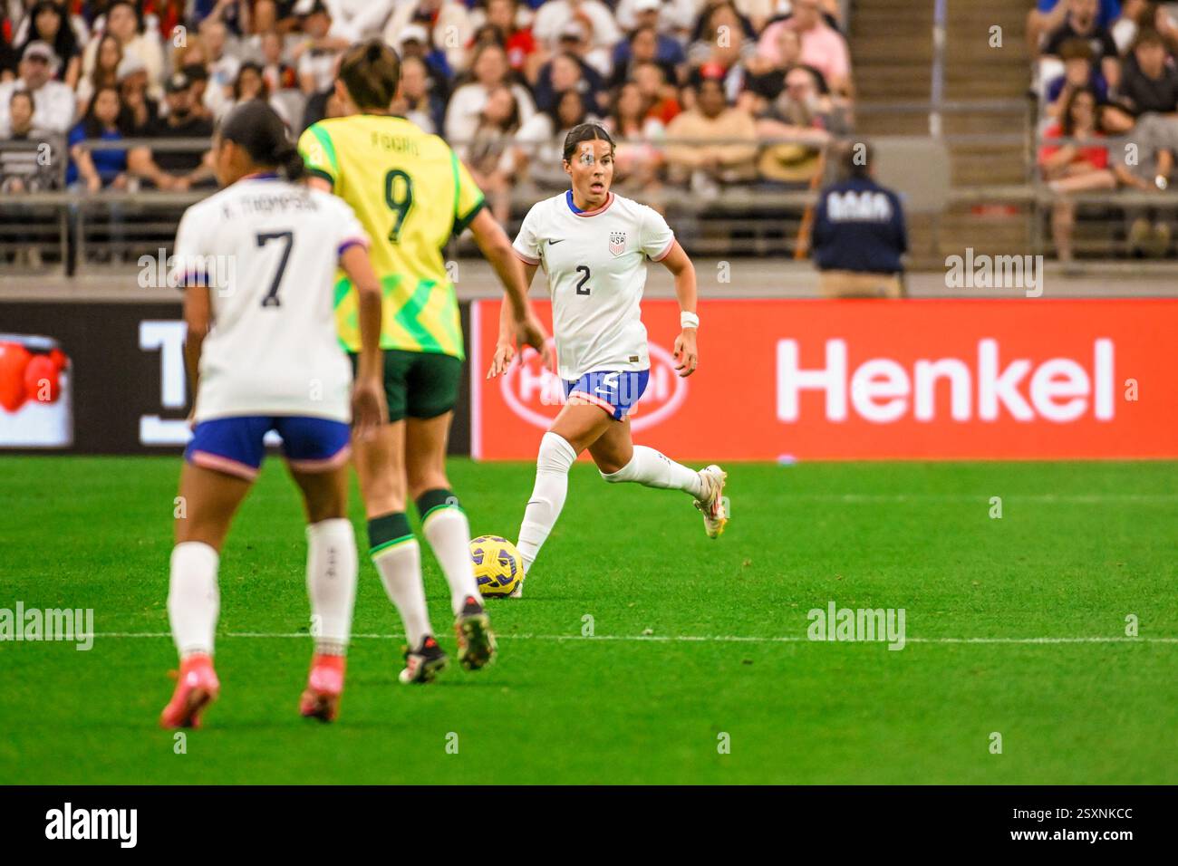 United States defender Emily Sams (2) drives down field in the first ...