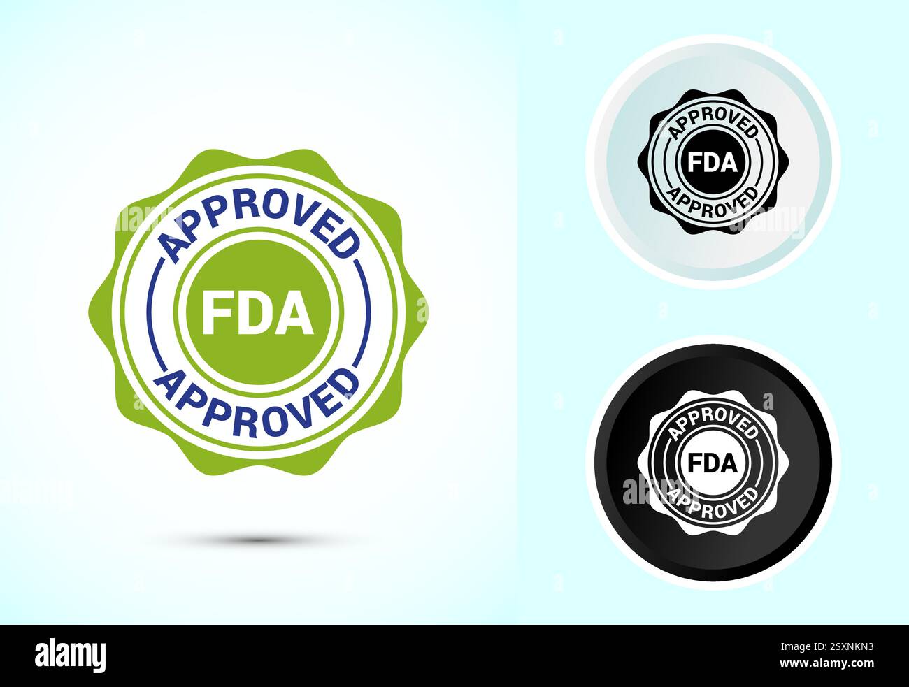 FDA approved icon, Food and Drug administration icon label, Color black ...