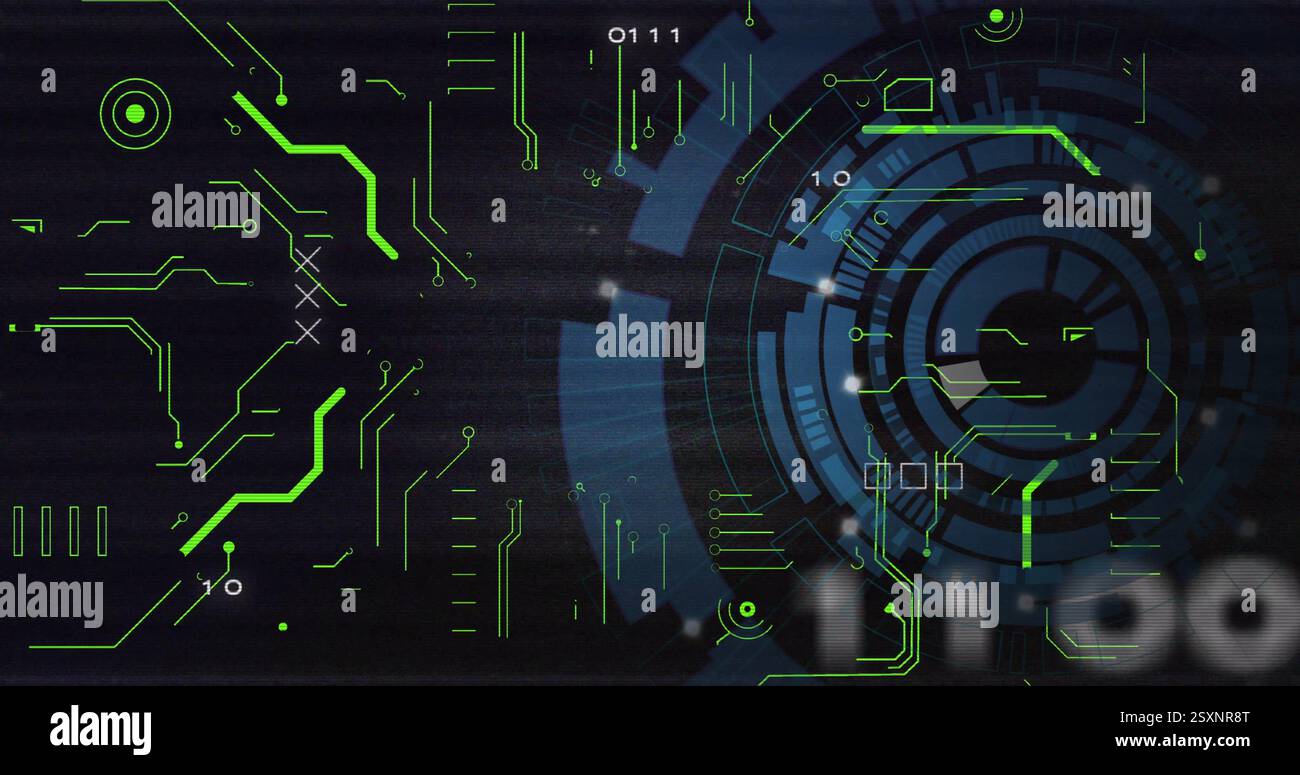 Image of scope scanning and data processing over shapes Stock Photo