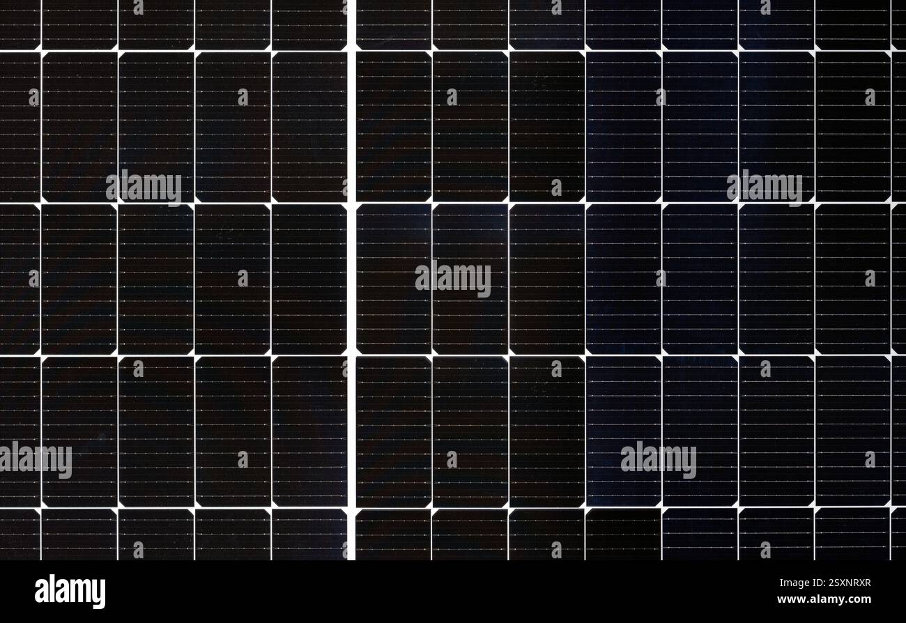 Front view photography of solar photovoltaic black panel Stock Photo