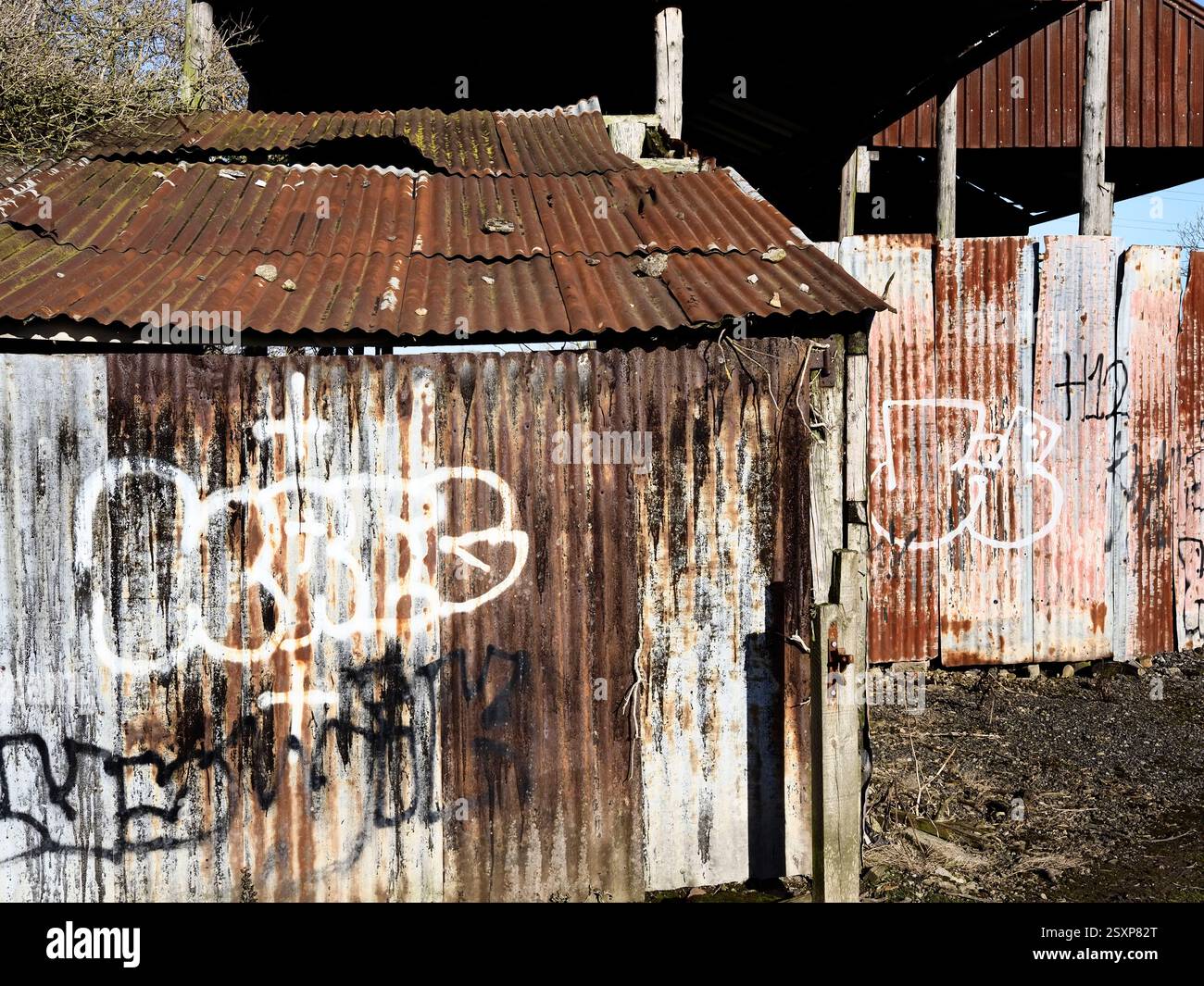 Rusty File Farm Rusty corrugated iron farm buildings with graffiti at Sweet Bits Farm ...