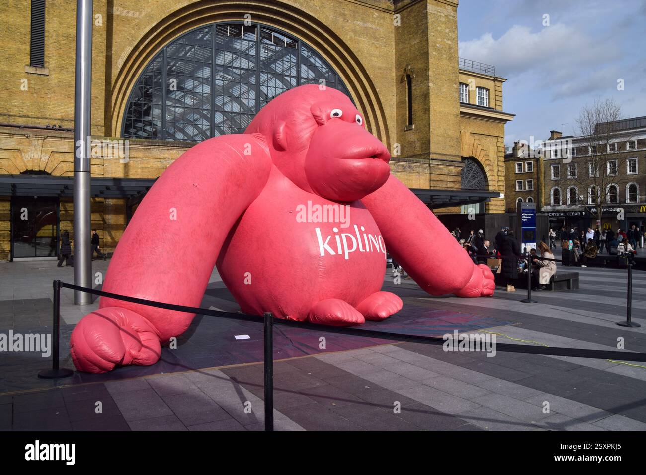 London, England, UK. 25th Feb, 2025. A giant inflatable pink monkey ...