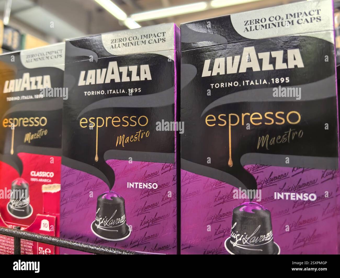 Bobruisk, Belarus - February 18, 2025: Colorful packages of espresso ...